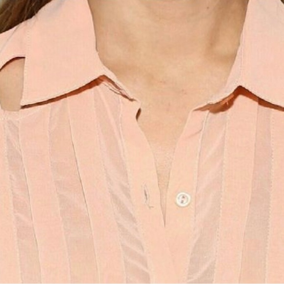 Peach chiffon high low cut out back top - Picture 2 of 10